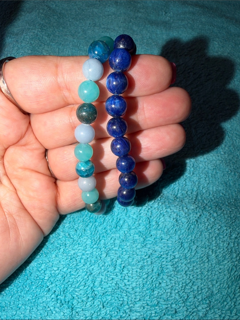 Beaded Stretch Bracelet Set - Blue & Teal Gemstone Styles